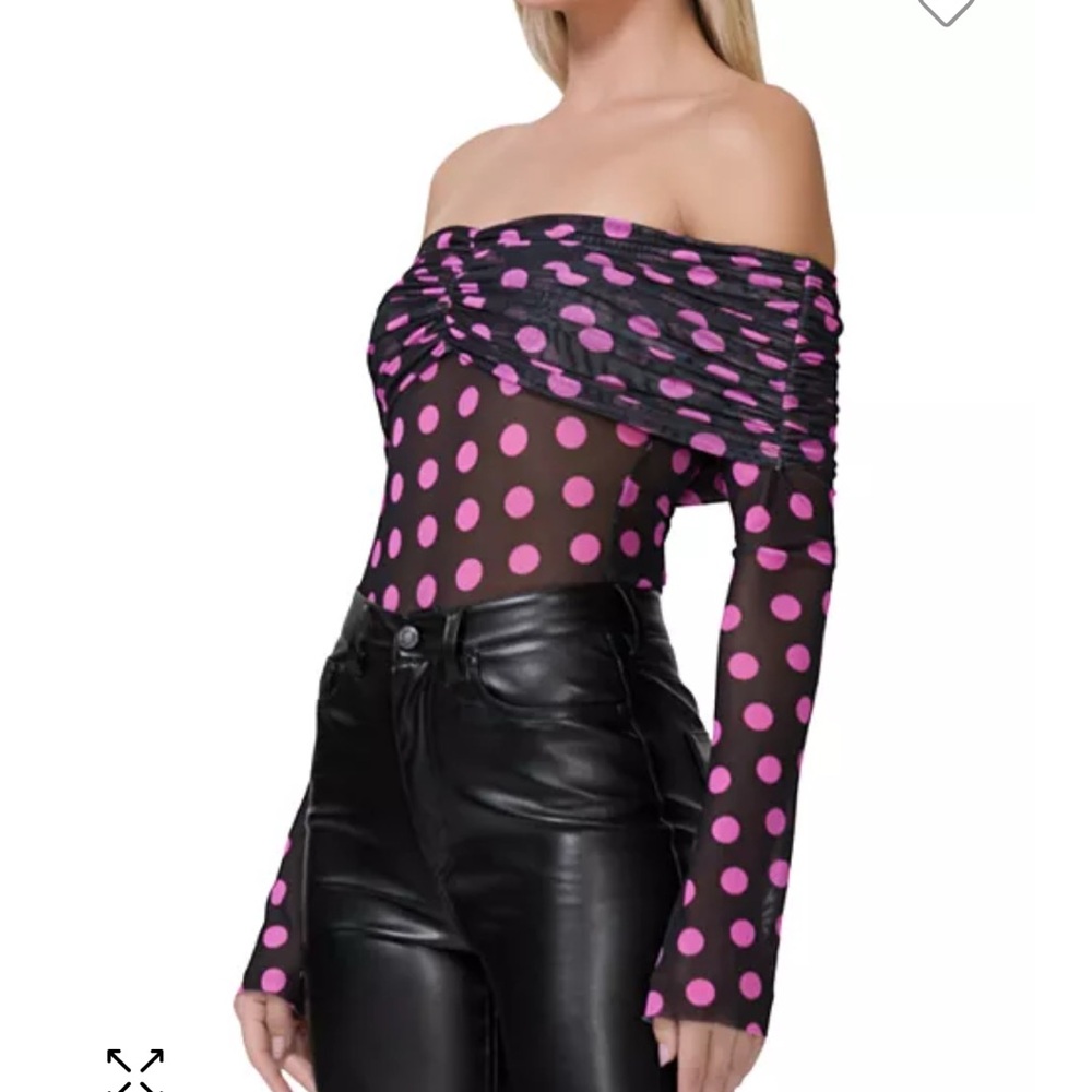 AFRM Black and Pink Fitted Asymmetrical Bodysuit